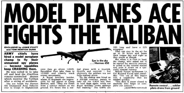 ‘Model planes ace flights the Taliban!’